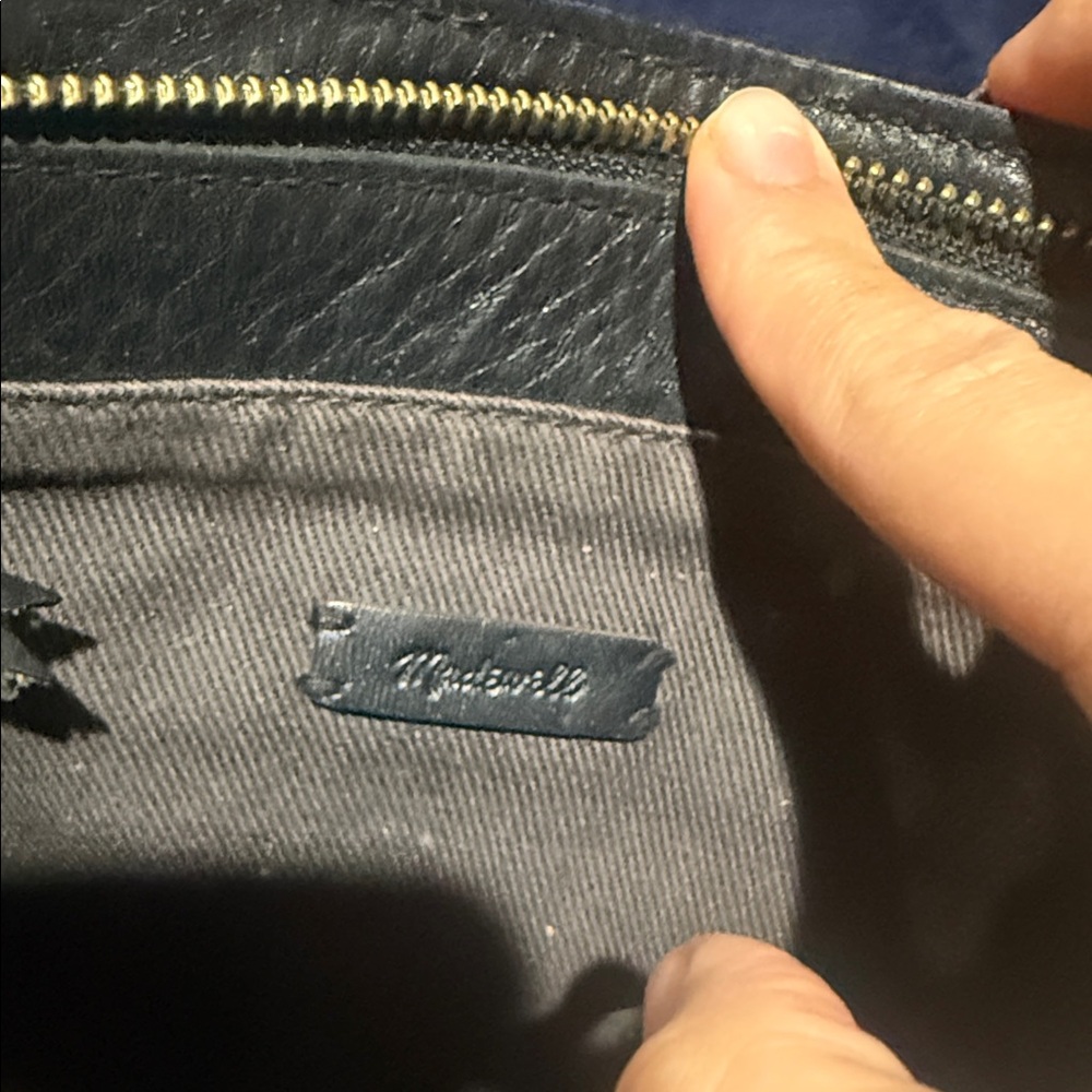 Madewell Navy and Gray Leather Bag